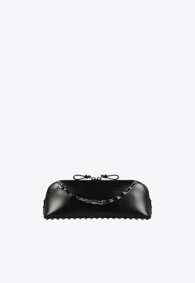 Valentino Garavani Rockstud East-west Leather Clutch Bag In Black