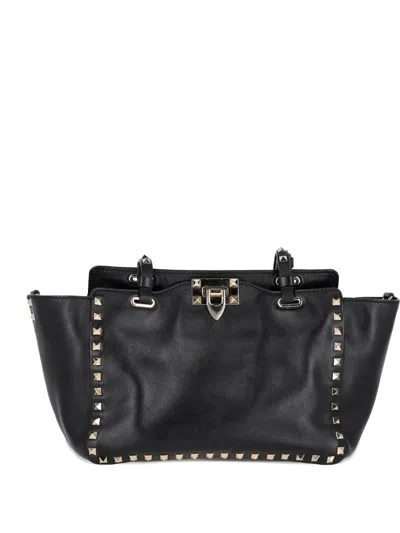 Pre-owned Valentino Garavani Rockstud-embbellishment Tote Bag In Black