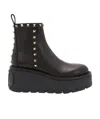 Valentino Uniqueform Rockstud Leather Chelsea Platform Booties In Black
