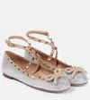 Valentino Rockstud Embellished Ballet Flats In Metallic