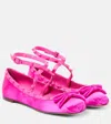 Valentino Rockstud Satin Ballerinas With Tone-on-tone Studs In Pink