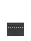 Valentino Garavani Rockstud Grainy Calfskin Cardholder In Black