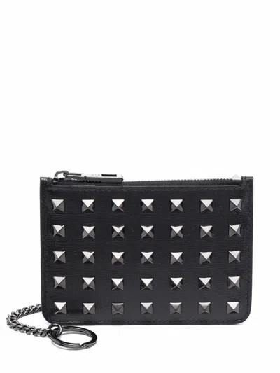 Valentino Garavani Rockstud-embellished Cardholder In Black