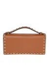 Valentino Rockstud-embellished Clutch Bag In Brown