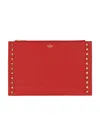 Valentino Rockstud-embellished Clutch Bag In Red