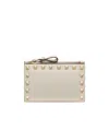 Valentino Rockstud-embellished Compact Wallet In Nude