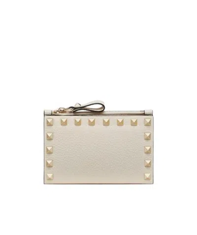 Valentino Garavani Rockstud-embellished Compact Wallet In Nude