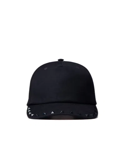 Valentino Garavani Rockstud-embellished Cotton Cap In Black