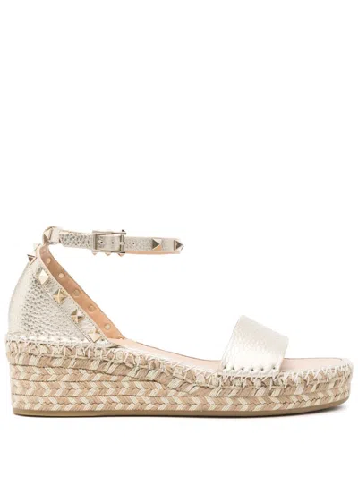 Valentino Garavani Rockstud-embellished Espadrilles In Gold