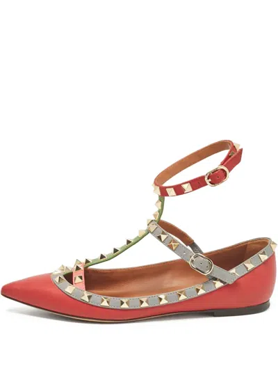 Pre-owned Valentino Garavani Rockstud-embellished Flat Pumps