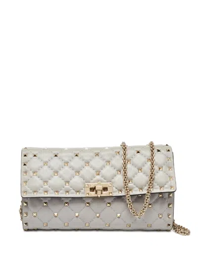 Pre-owned Valentino Garavani Rockstud-embellished Handbag In Gray