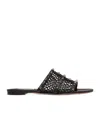 Valentino Rockstud-embellished Interwoven Slides In Black