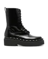 Valentino Rockstud-embellished Leather Lace-up Boots In Black