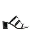 Valentino Rockstud Strappy Block-heel Sandals In Black