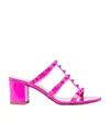 Valentino Rockstud Patent-leather Slide Sandal 60 Mm In Pink
