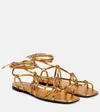 Valentino 5mm Rockstud Laminated Leather Sandals In Metallic