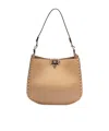 Valentino Rockstud-embellished Leather Shoulder Bag In Nude