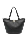 Valentino Garavani Women Rockstud Small Leather Tote Bag In Black