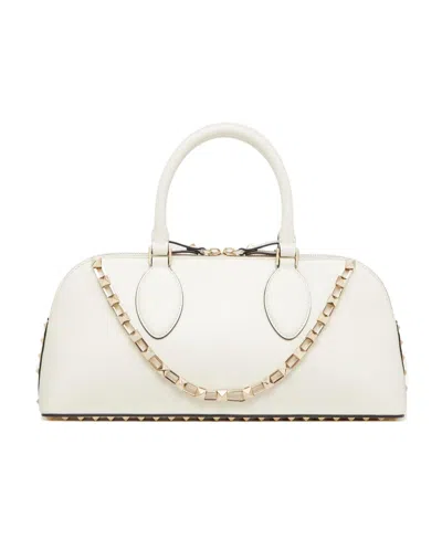 Valentino Garavani Rockstud-embellished Leather Tote Bag In White