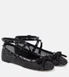Valentino Rockstud Mesh Ballerina With Crystals And Matching Studs In Black