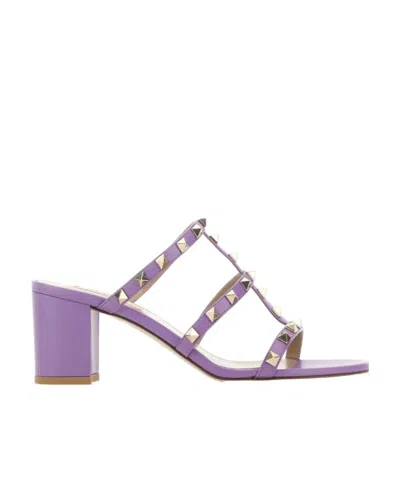 Valentino Garavani Rockstud-embellished Mules In Purple