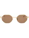 Valentino Rockstud-embellished Octogonal-frame Sunglasses In 金色