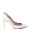 Valentino Rockstud-embellished Pointed-toe Pumps In White