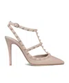 Valentino Antiqued Pink Leather Rockstud Pumps In Nude