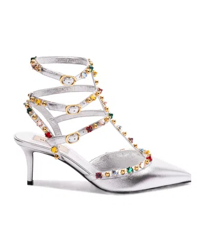 Valentino Garavani Rockstud Embellished Pumps In White