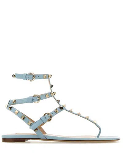 Valentino Garavani Rockstud T05 Flats Sandals In Blue