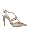 Valentino Garavani Rockstud Metallic Ankle Strap Pump 100 Mm Woman Skin 39.5 In Nude