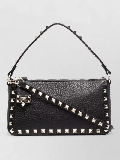 Valentino Garavani Rockstud Embellished Shoulder Bag With Detachable Strap In Black