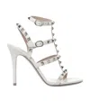 Valentino Rockstud Embellished Strappy Heels In White