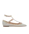 Valentino Rockstud-embellishment Pointed-toe Ballerina Shoes In Neutral