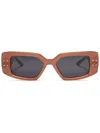 Valentino Eyewear Rectangular Frame Sunglasses In Pink