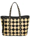 Valentino Garavani Mini Embroidered Raffia Rockstud Handbag In Pattern