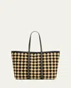 Valentino Women's Embroidered Raffia Rockstud Shopping Bag In Naturale Nero
