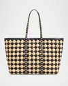 Valentino Women's Embroidered Raffia Rockstud Shopping Bag In Naturale Nero
