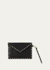 Valentino Garavani Rockstud Envelope Flap Wristlet Pouch In Black