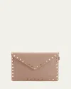Valentino Rockstud Envelope Flap Wristlet Pouch In Poudre