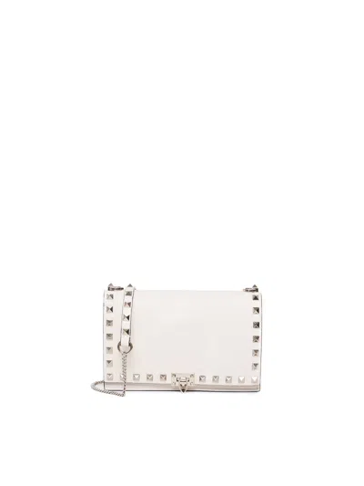Valentino Garavani Rockstud Leather Crossbody Bag In Neutrals