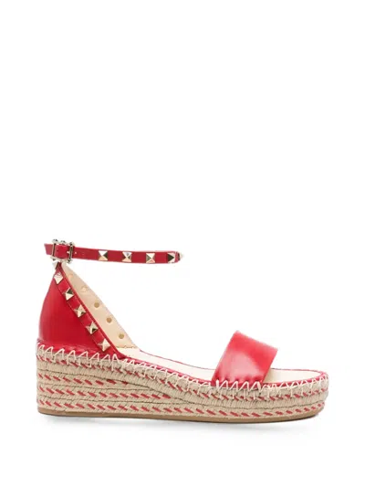Valentino Garavani Rockstud Espadrilles In Red