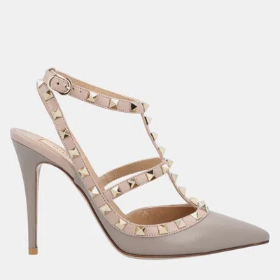 Pre-owned Valentino Garavani Rockstud Eu 36 Grey Leather Pumps In Gray