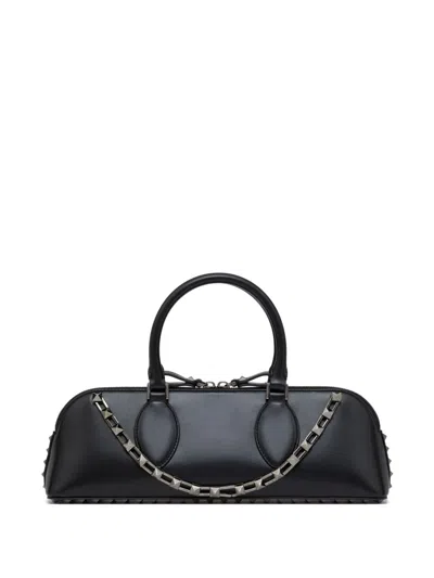 Valentino Garavani Rockstud East-west Leather Tote Bag In Black