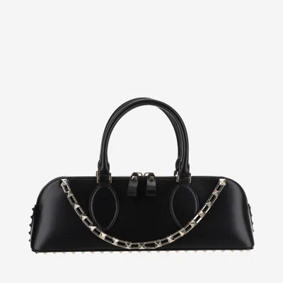 Valentino Garavani Rockstud E/w Leather Handbag In Nero