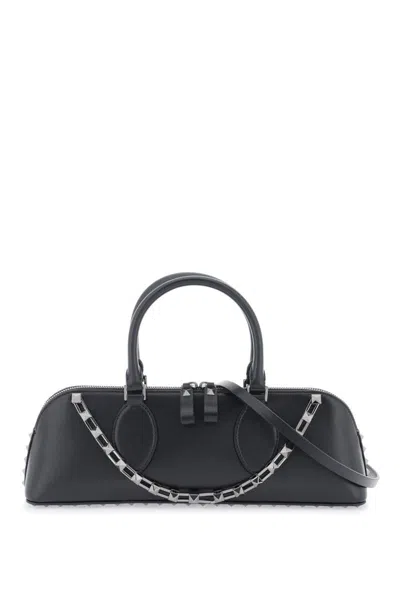Valentino Garavani Rockstud E/w Leather Handbag In Nero