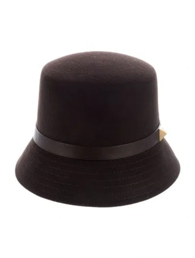 Pre-owned Valentino Garavani Rockstud Felt Hat In Brown