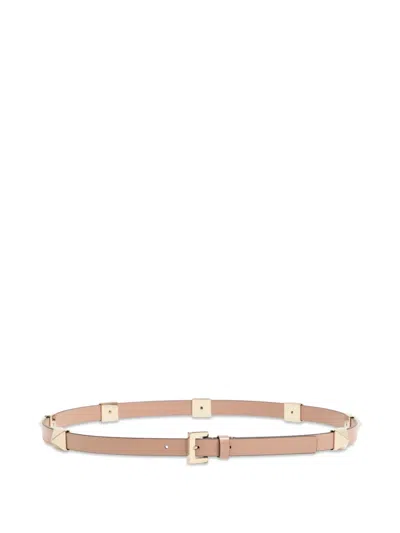Valentino Garavani 락스터드 피어스 샤이니 카프스킨 벨트 15mm