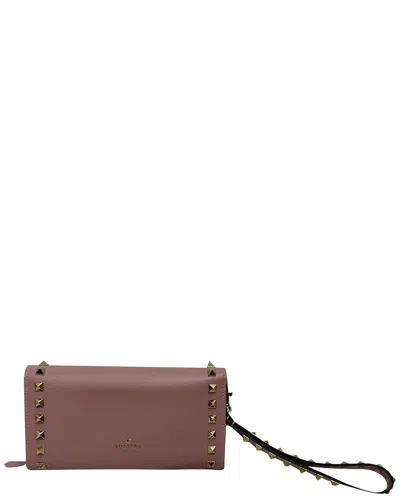 Pre-owned Valentino Garavani Valentino Rockstud Flap Continental Wristlet Wallet (authentic Pre-loved)