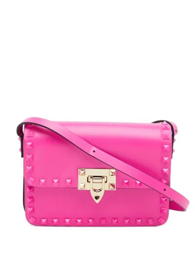 Pre-owned Valentino Garavani Rockstud Flap Cross Body Bag In Pink